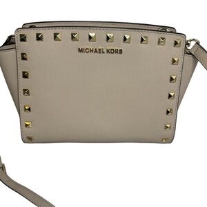 #221 Michael Michael Kors Selma Studded Medium Saffiano Leather Crossbody Bag